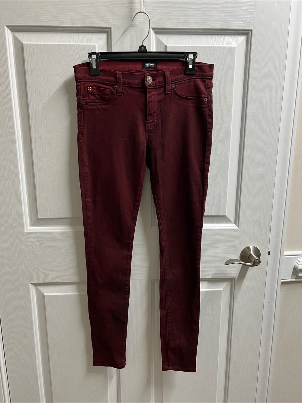 Hudson Jeans women’s Deep Burgundy super Skinny Jeans sz 29 inseam 30 NWOT